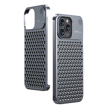 Husa Aromaterapia Compatibila cu iPhone 15 Pro, Klevo, Antisoc, Antizgariere, Protectie Camera si Supraincalzire, din Aliaj de Aluminiu, Gri