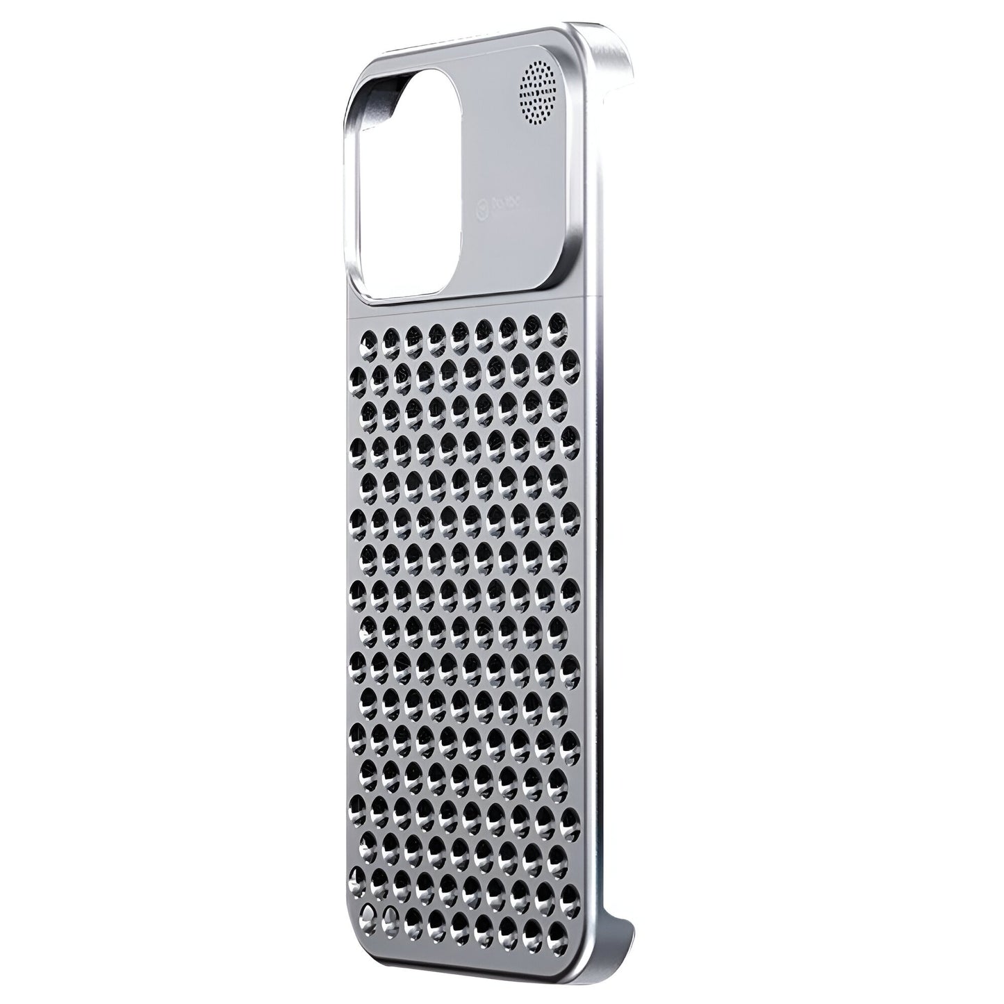 Husa Aromaterapia Compatibila cu iPhone 15 Pro Max, Klevo, Antisoc, Antizgariere, Protectie Camera si Supraincalzire, din Aliaj de Aluminiu, Argintiu