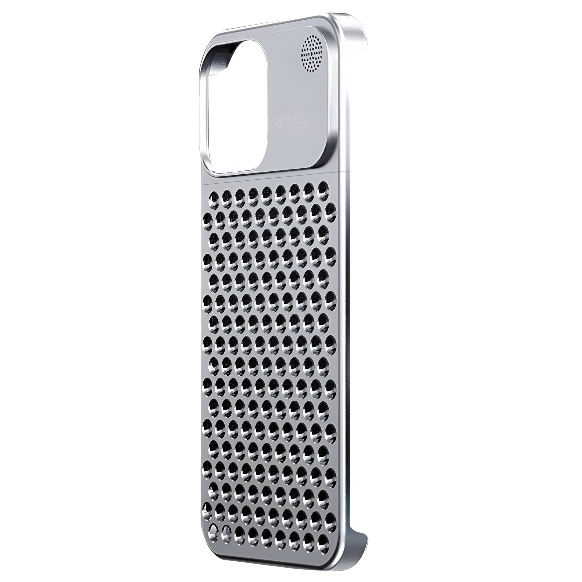Husa Aromaterapia Compatibila cu iPhone 15 Pro Max, Klevo, Antisoc, Antizgariere, Protectie Camera si Supraincalzire, din Aliaj de Aluminiu, Argintiu