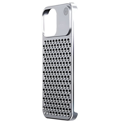 Husa Aromaterapia Compatibila cu iPhone 15 Pro Max, Klevo, Antisoc, Antizgariere, Protectie Camera si Supraincalzire, din Aliaj de Aluminiu, Argintiu