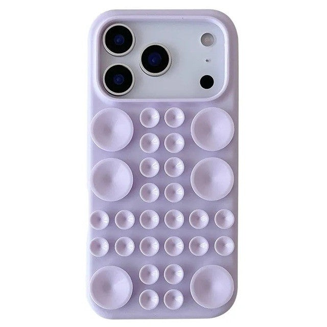 Husa cu Ventuze, Klevo, Compatibila iPhone 17 Pro Max, din Silicon, Interior Microfibra, Mov