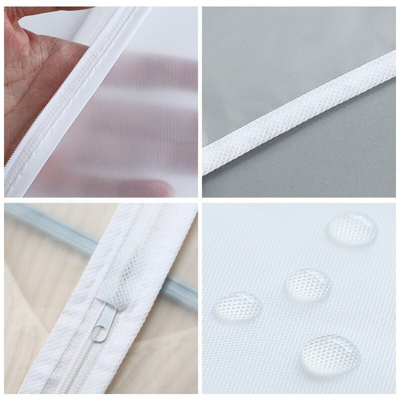 Set 5 Huse de Depozitare cu Fermoar, Klevo, pentru Haine, de Protectie, pentru Voiaj, Netesut, Rezistent la Praf, 60x120 cm, Transparent-Alb
