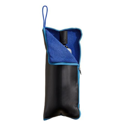 Husa Depozitare Umbrela, Klevo, Impermeabila, Interior Microfibra, cu Fermoar, 28 x 12 cm, Negru/Albastru