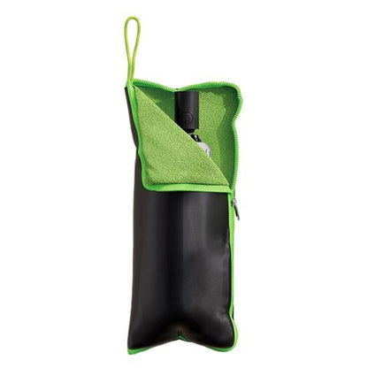 Husa Depozitare Umbrela, Klevo, Impermeabila, Interior Microfibra, cu Fermoar, 28 x 12 cm, Negru/Verde