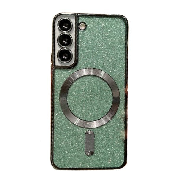Husa de Protectie 2 in 1, Klevo, Husa pentru Samsung Galaxy S23, Glitter Chrome Magsafe, din TPU, Magnetica, cu Protectie Lentila, Verde