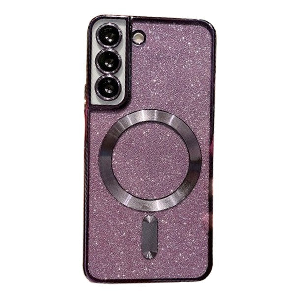 Husa de Protectie 2 in 1, Klevo, Husa pentru Samsung Galaxy S23+, Glitter Chrome Magsafe, din TPU, Magnetica, cu Protectie Lentila, Mov