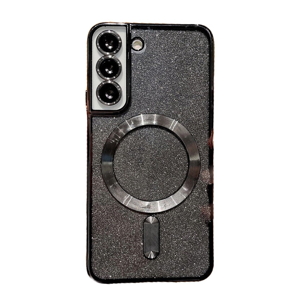 Husa de Protectie 2 in 1, Klevo, Husa pentru Samsung Galaxy S24 Ultra, Glitter Chrome Magsafe, din TPU, Magnetica, cu Protectie Lentila, Negru
