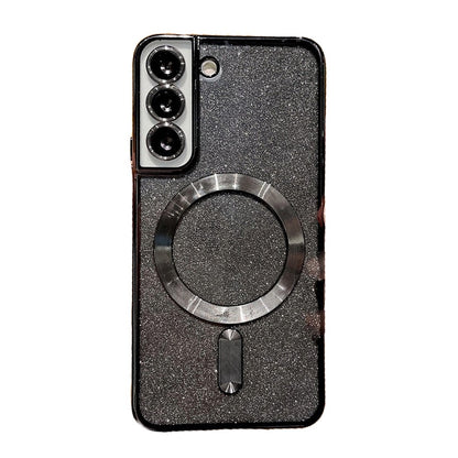 Husa de Protectie 2 in 1, Klevo, Husa pentru Samsung Galaxy S24 Ultra, Glitter Chrome Magsafe, din TPU, Magnetica, cu Protectie Lentila, Negru