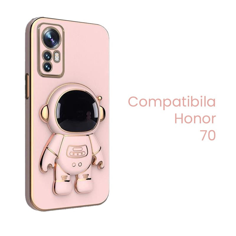 Husa de Protectie 2 in 1, Klevo, Husa de Protectie pentru Honor 70, Model Astronaut, Husa cu Suport, din TPU, Roz