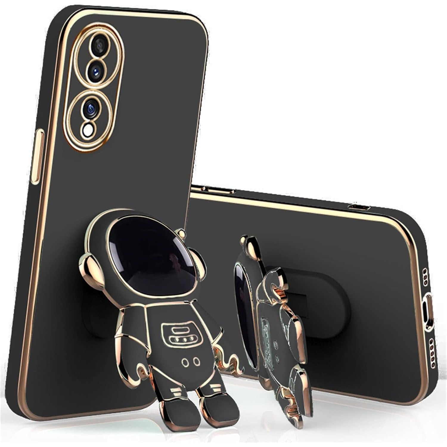 Husa Telefon 2in1, Klevo, Compatibila Huawei P60 Pro, Carcasa TPU cu Suport Inclus Tip Astronaut, Protectie Camere, Negru