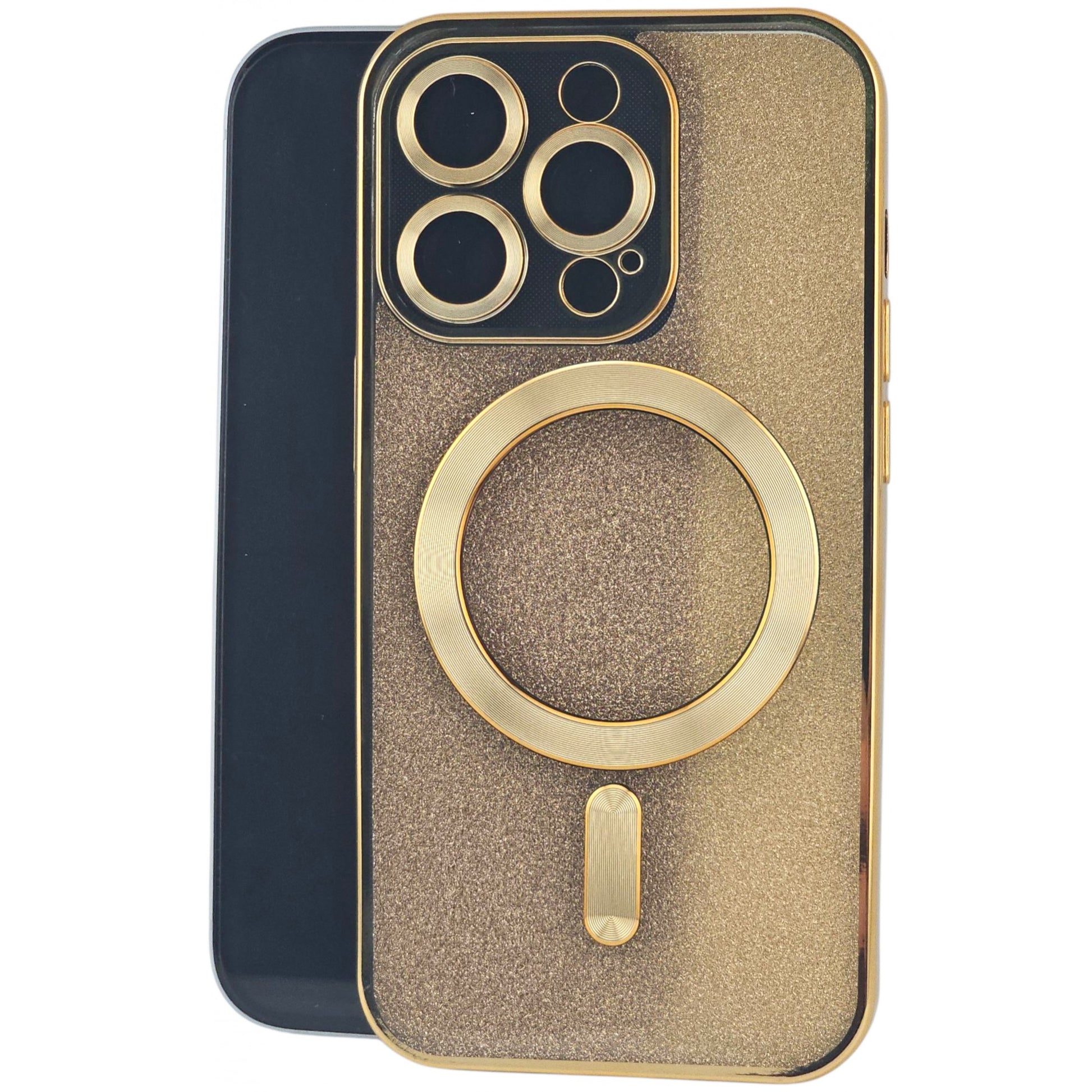 Husa de Protectie 2 in 1, Klevo, pentru Apple iPhone 15 Pro Max, Compatibila MagSafe, Magnetica, cu Protectie Lentila, din TPU, Auriu