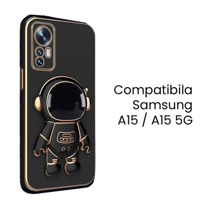 Husa de Protectie 2 in 1, Klevo, Husa de Protectie pentru Samsung Galaxy A15/A15 5G, Model Astronaut cu Suport, din TPU, Negru