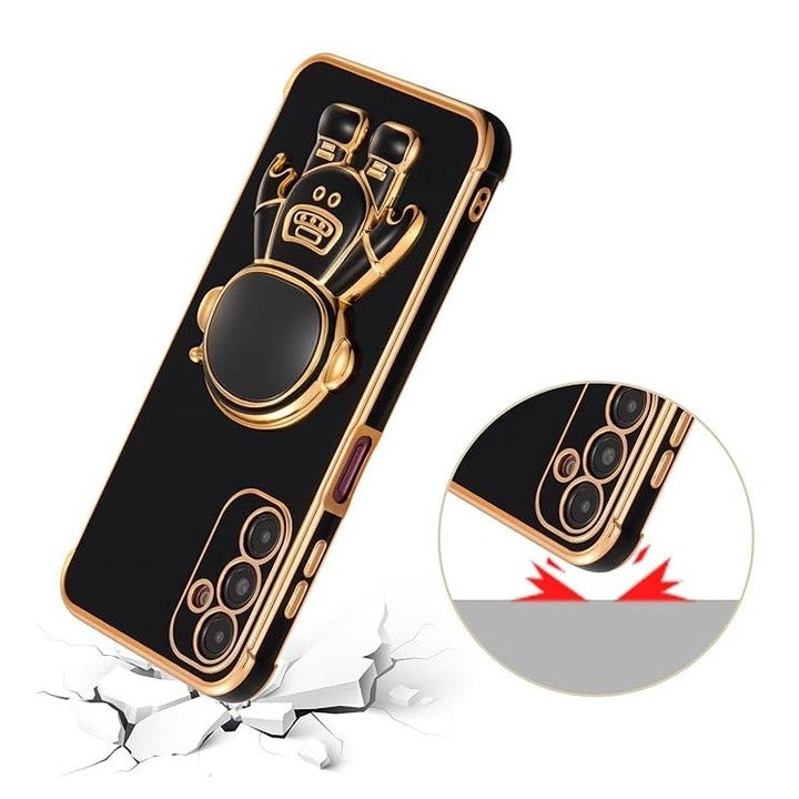 Husa Telefon 2in1, Klevo, Compatibila Samsung Galaxy S24, Carcasa TPU cu Suport Inclus Tip Astronaut, Protectie Camere, Negru