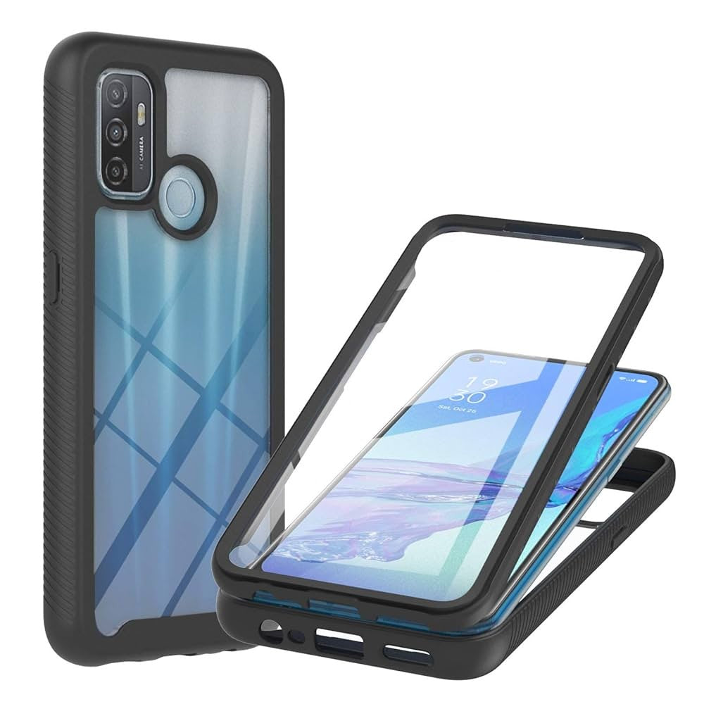 Husa de Protectie 360°, Klevo, pentru Oppo A53, din TPU + PC, cu Folie de Protectie Inclusa, Neagra