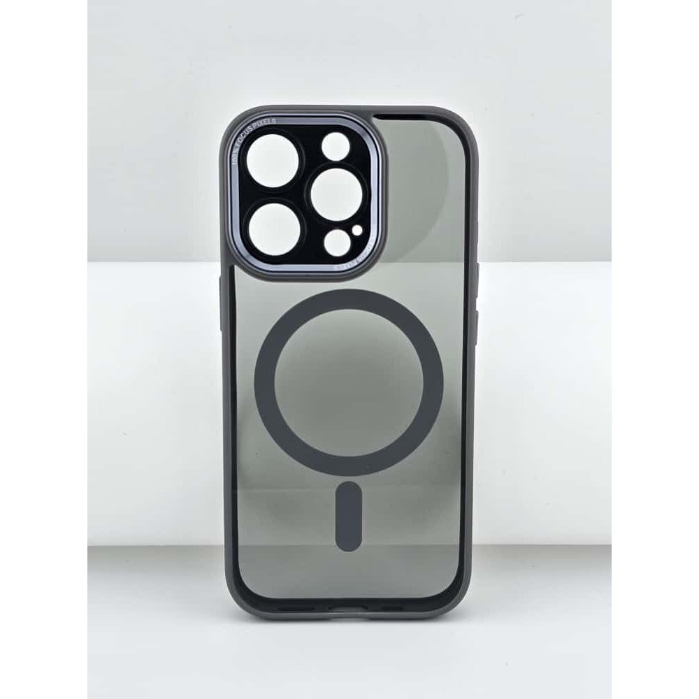 Husa de Protectie Compatibil cu iPhone 16, Klevo, Incarcare Wireless, Tehnologie Magsafe, Carcasa din TPU/ PC, Protectie Camera, Antisoc, Antizgariere, Gri - Transparent