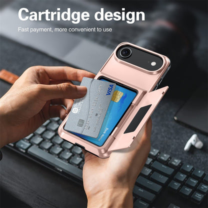 Husa de Protectie compatibila Apple iPhone 17 Air, Klevo, Compartiment pentru Carduri, Anti-alunecare, Protectie PC, Rezistenta la Zgirieturi, Rose Gold