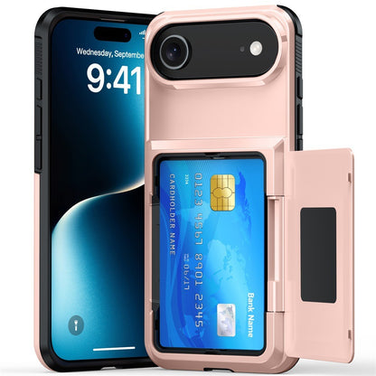 Husa de Protectie compatibila Apple iPhone 17 Air, Klevo, Compartiment pentru Carduri, Anti-alunecare, Protectie PC, Rezistenta la Zgirieturi, Rose Gold