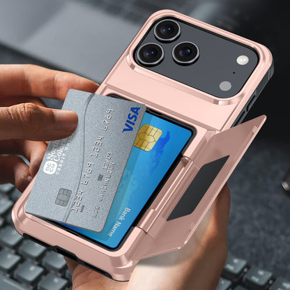 Husa de Protectie compatibila Apple iPhone 17 Pro Max, Klevo, Compartiment pentru Carduri, Anti-alunecare, Protectie PC, Rezistenta la Zgirieturi, Rose Gold
