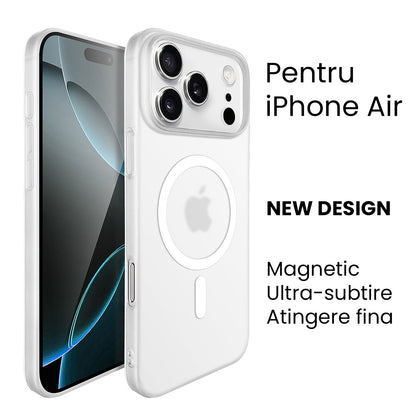 Husa de Protectie compatibila Apple iPhone 17 Air, Klevo, Magnetica Ultra-subtire, Anti-alunecare, Protectie PC, Rezistenta la Zgirieturi, Alb
