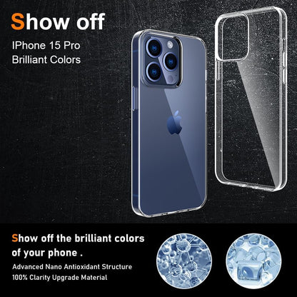 Husa de Protectie din Silicon, pentru Apple iPhone 15 Pro, PC, Antisoc, Rezistenta la Impact, Transparenta