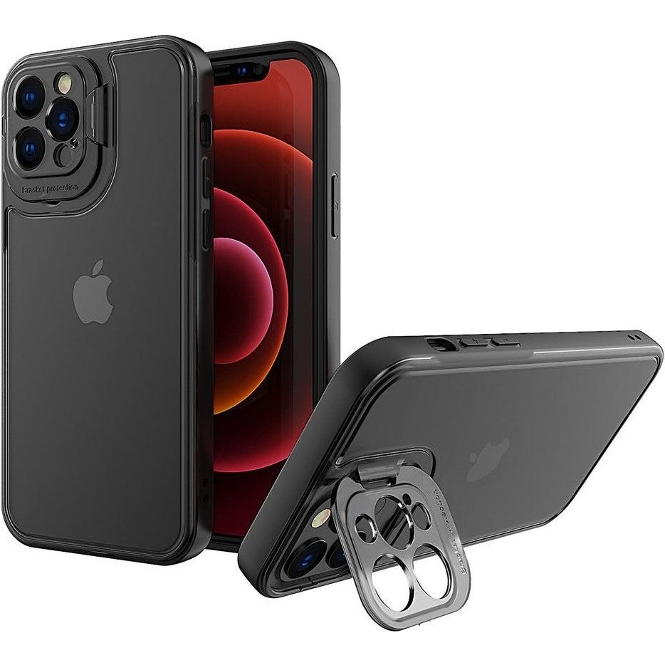 Husa de Protectie, Klevo, Bracket Series, pentru Apple iPhone 14, cu Suport si Protectie Camera, Negru