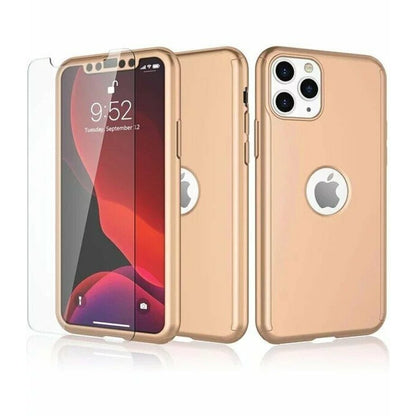 Husa de protectie Klevo compatibila cu Apple iPhone 12/12 Pro Full Cover 360 Auriu + Folie de protectie