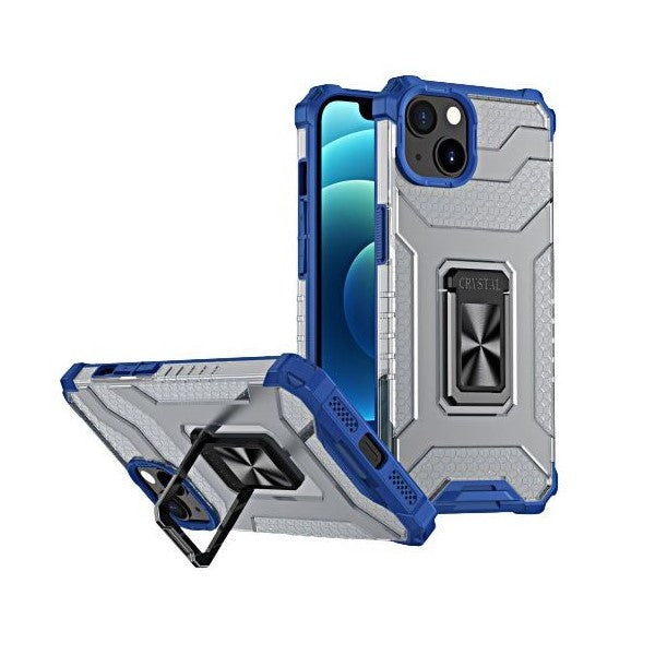 Husa de protectie Klevo compatibila cu Apple iPhone 13 Acrylic Armor cu suport Albastru