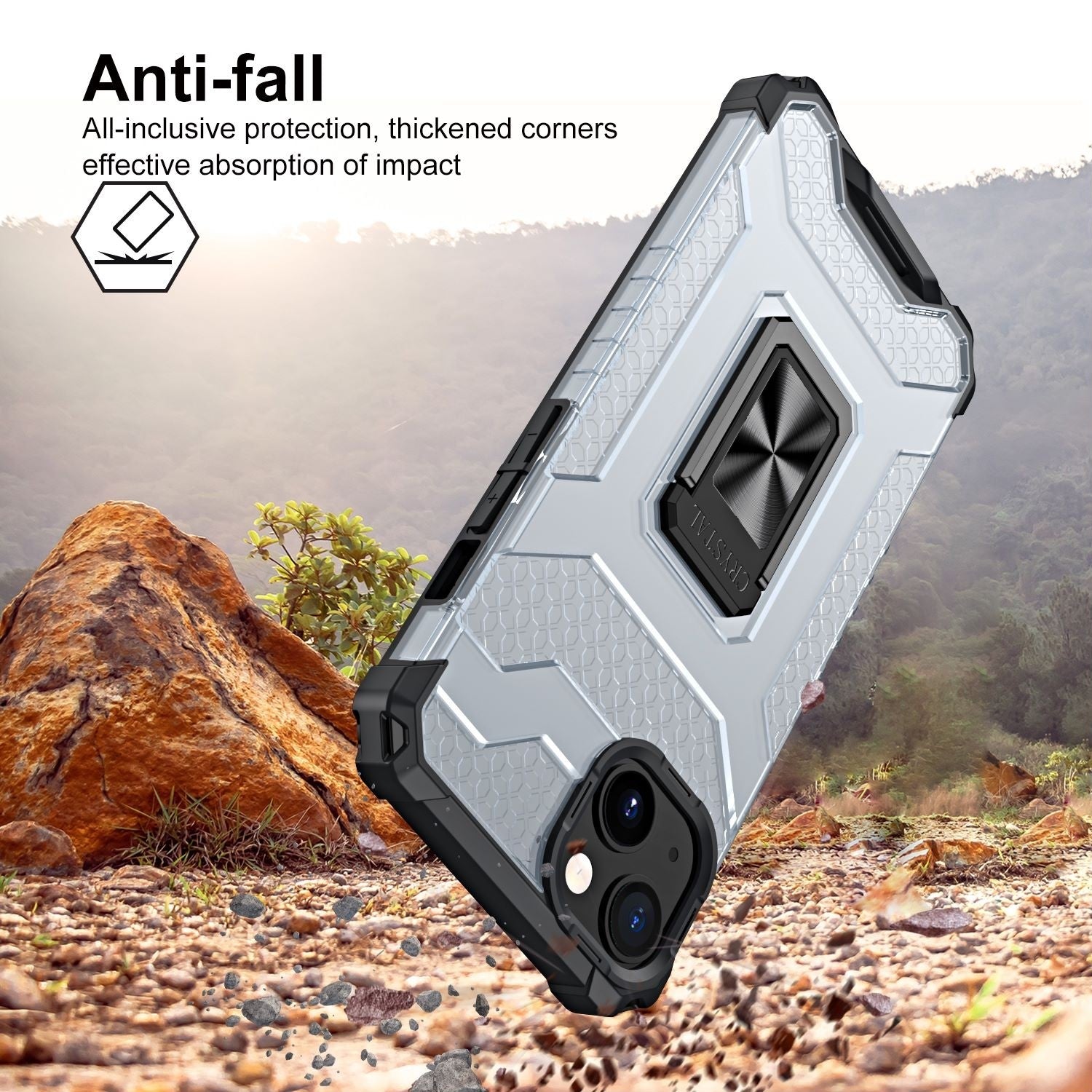 Husa de protectie Klevo compatibila cu Apple iPhone 13 Acrylic Armor cu suport Negru