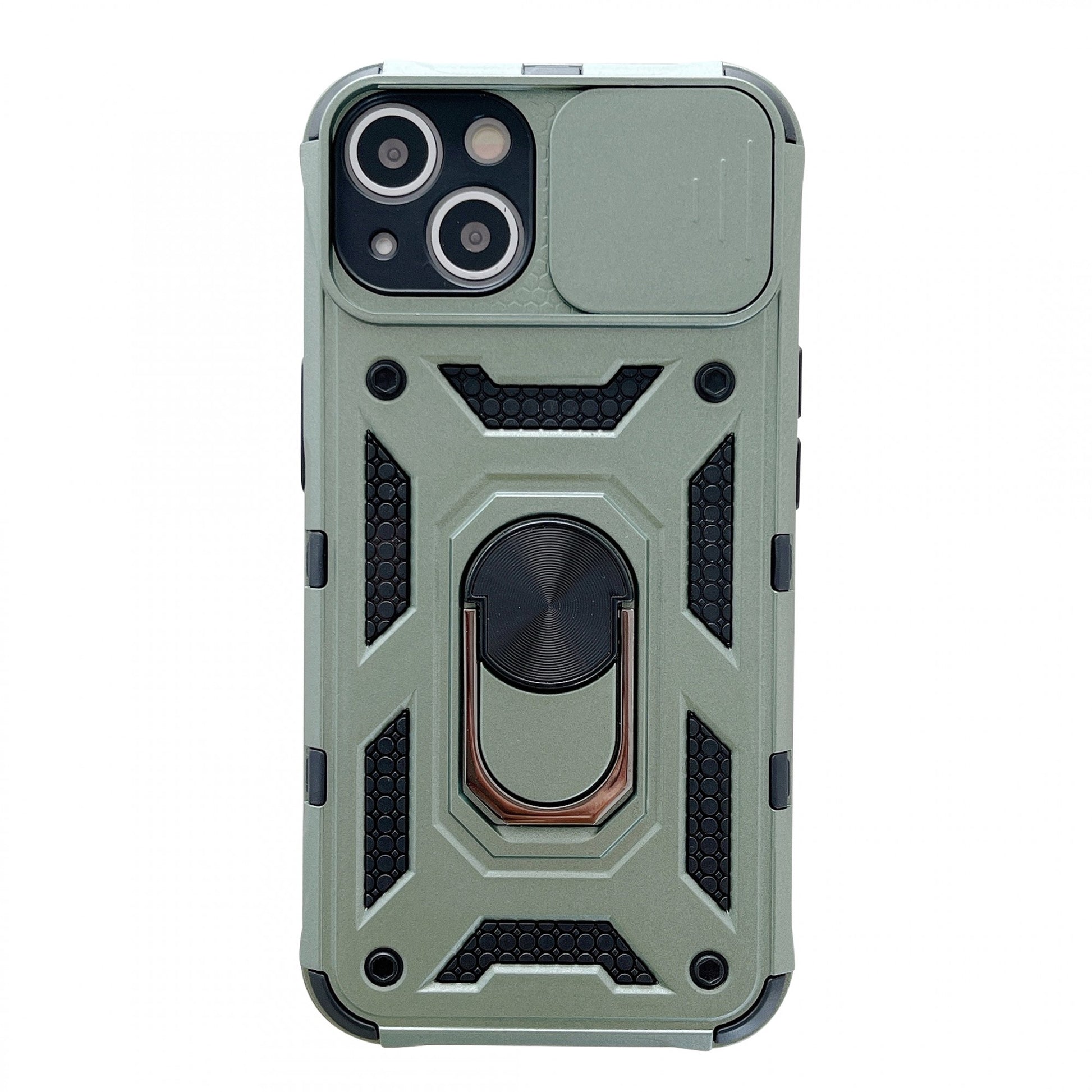 Husa de protectie Klevo compatibila cu Apple iPhone 13 Defender Model 4 cu suport,Verde