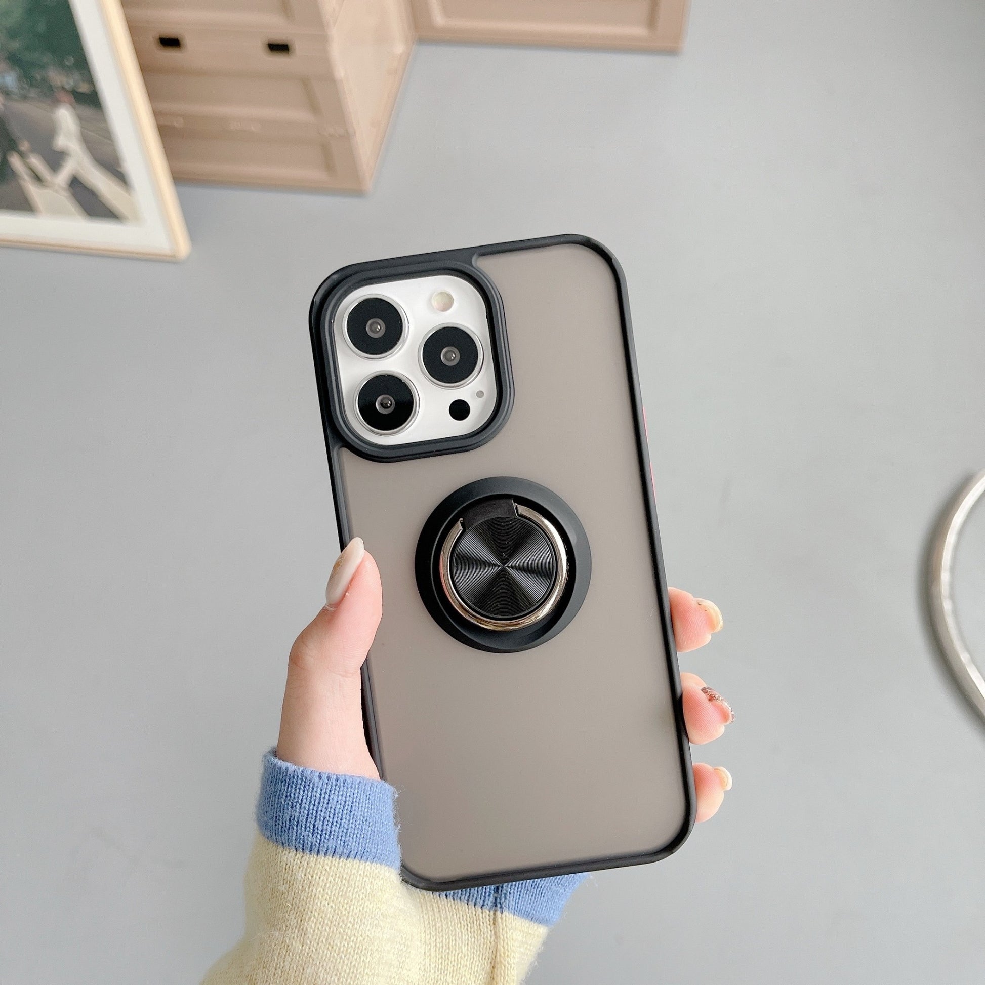 Husa de protectie Klevo compatibila cu Apple iPhone 13 Mini,Defender cu prindere inel,Negru