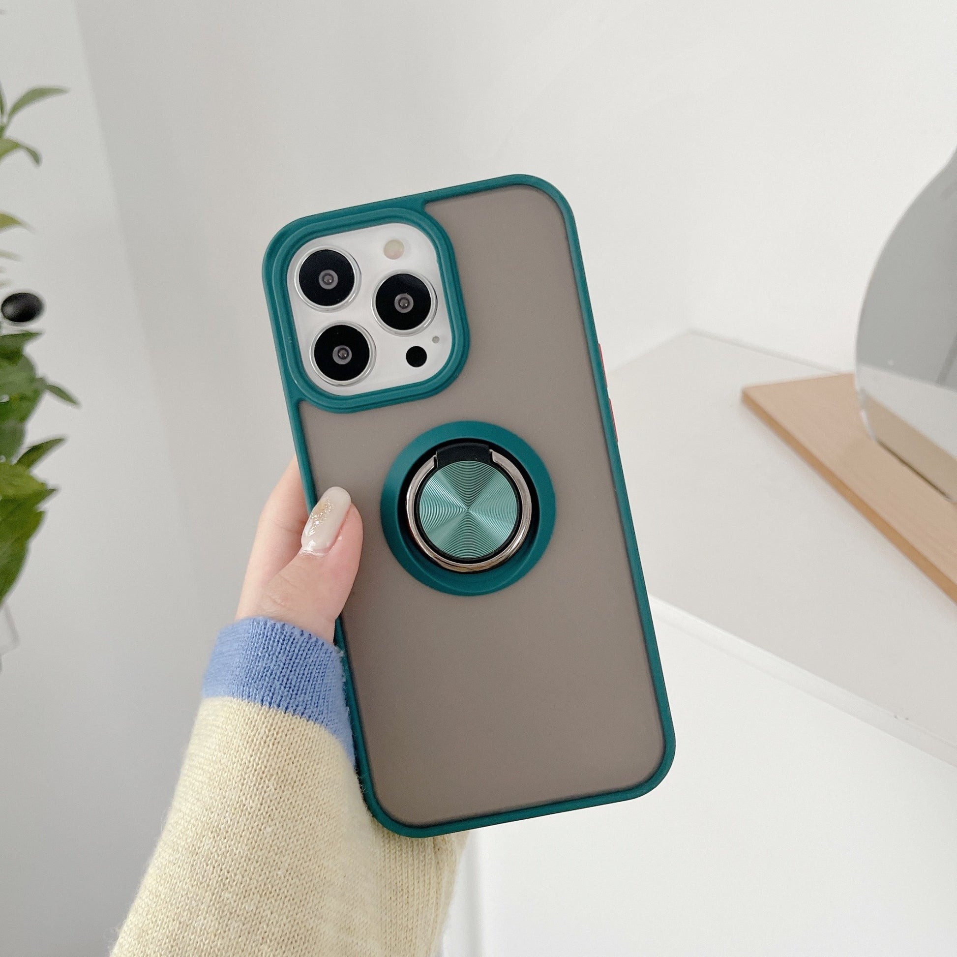 Husa de protectie Klevo compatibila cu Apple iPhone 13 Pro,Defender cu prindere inel,Verde