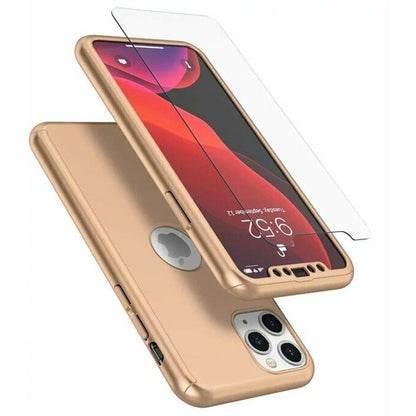 Husa de protectie Klevo compatibila cu Apple iPhone 13 Pro, Full Cover 360, Auriu + Folie de protectie