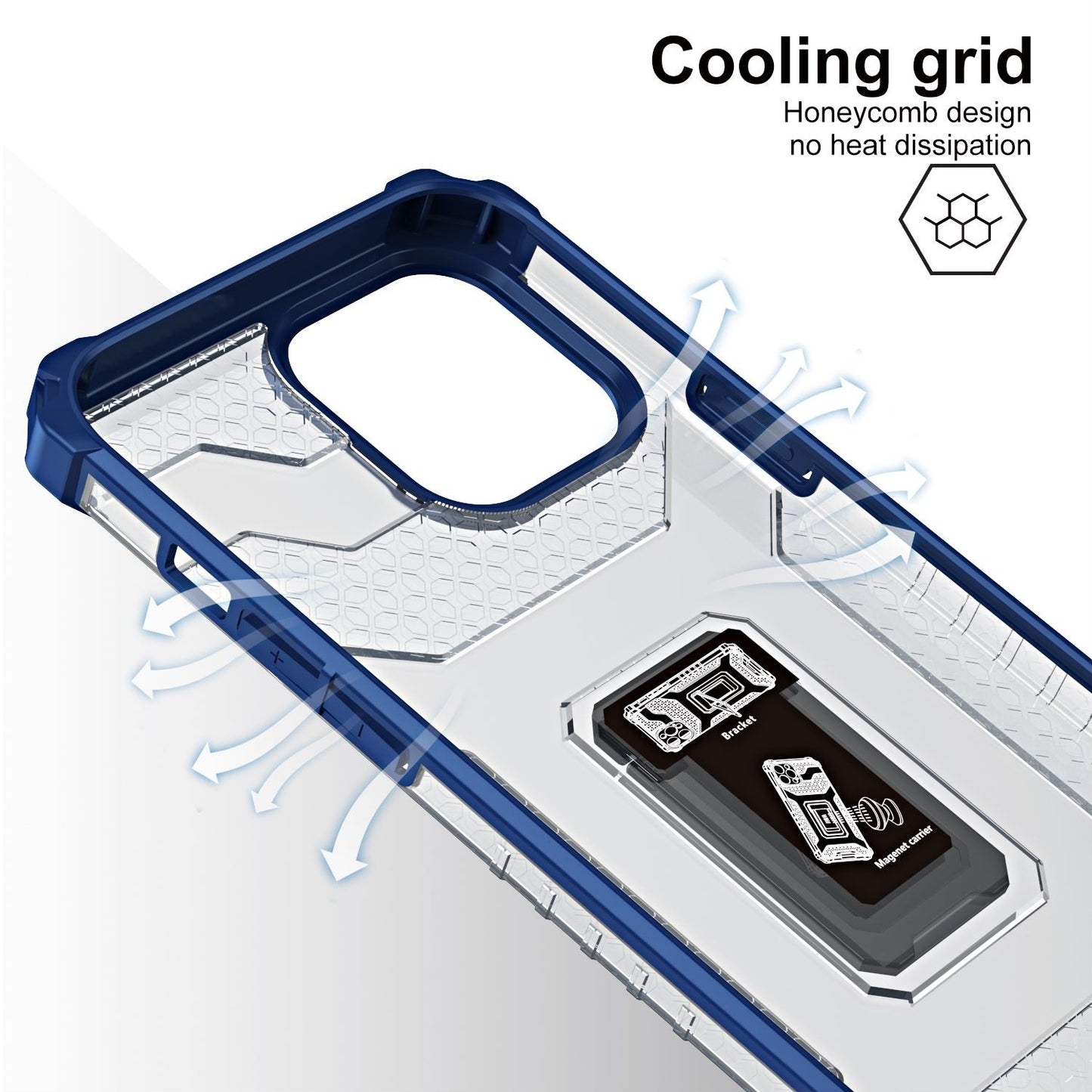 Husa de protectie Klevo compatibila cu Apple iPhone 13 Pro Max Acrylic Armor cu suport Albastru