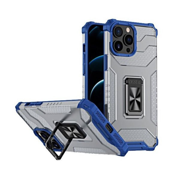 Husa de protectie Klevo compatibila cu Apple iPhone 13 Pro Max Acrylic Armor cu suport Albastru