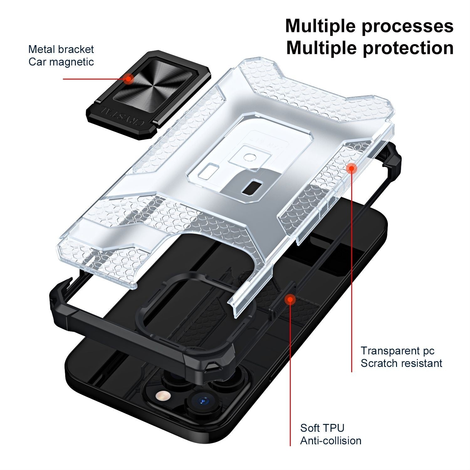 Husa de protectie Klevo compatibila cu Apple iPhone 13 Pro Max Acrylic Armor cu suport Negru