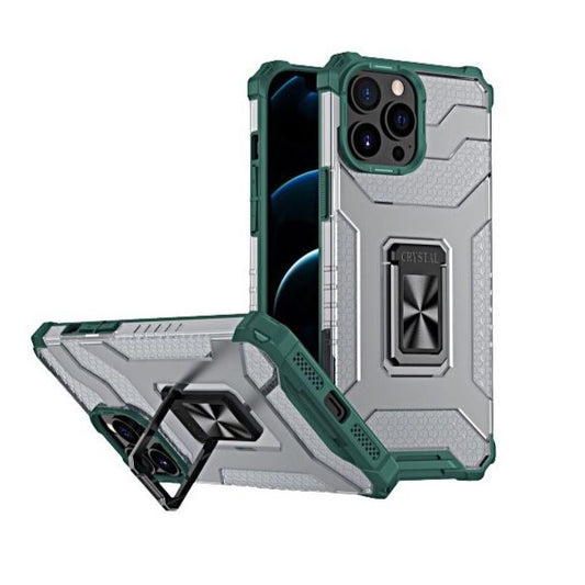 Husa de protectie Klevo compatibila cu Apple iPhone 13 Pro Max Acrylic Armor cu suport Verde Inchis