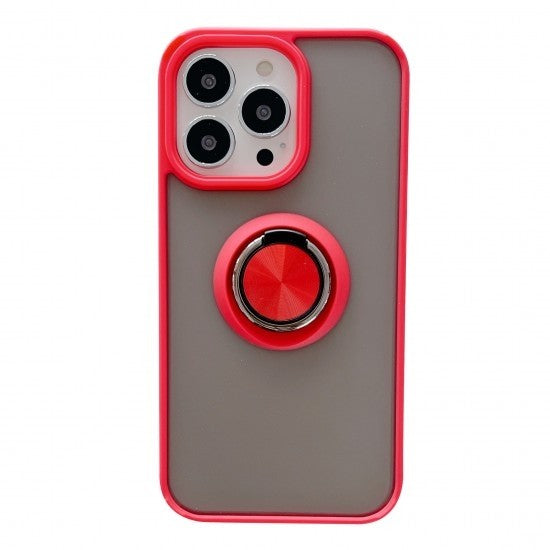Husa de protectie Klevo compatibila cu Apple iPhone 13 Pro Max,Defender cu prindere inel,Rosu