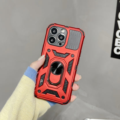 Husa de protectie, Klevo, compatibila cu Apple iPhone 13 Pro Max Defender, Model 4 cu suport, Rosu