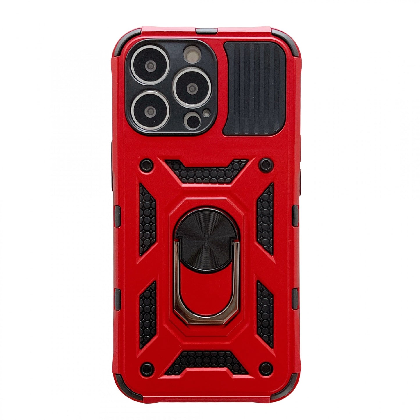 Husa de protectie, Klevo, compatibila cu Apple iPhone 13 Pro Max Defender, Model 4 cu suport, Rosu