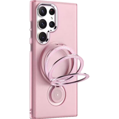Husa de protectie Klevo, cu incarcare Wireless, Tehnologie Magsafe, TPU, Inel magnetic rotativ cu functie de suport, pentru  Samsung Galaxy S23 Ultra , Rose Gold