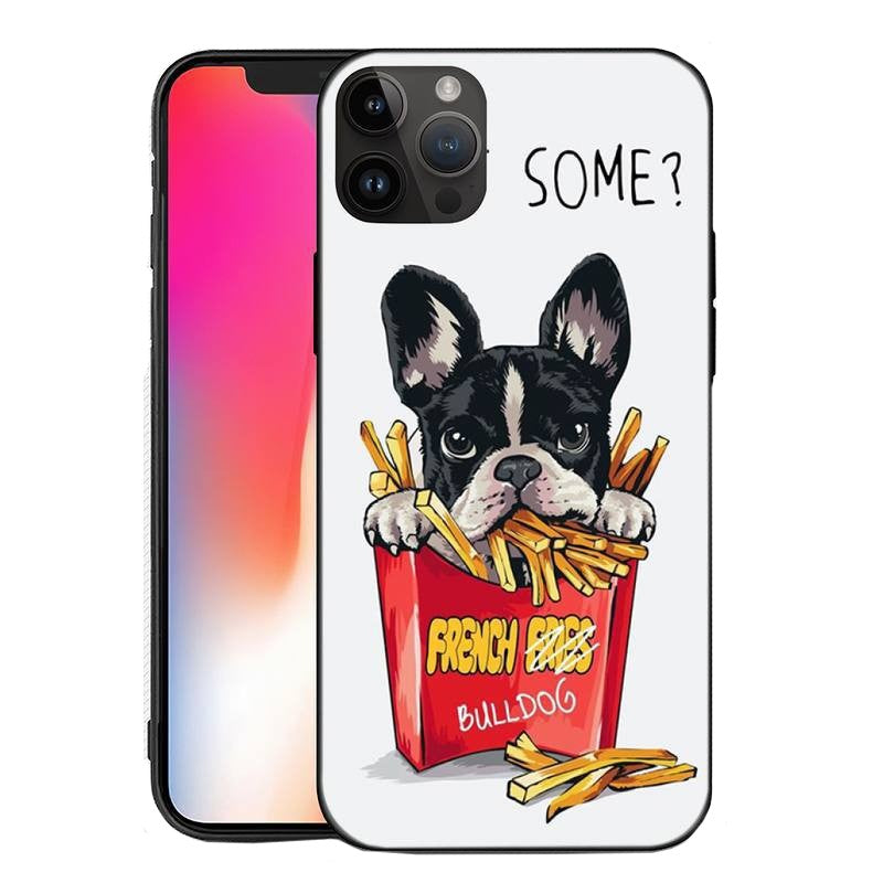 Husa de Protectie, Klevo, Husa de Protectie pentru iPhone 15 Pro Max, din TPU, Imprimeu Bulldog SOME, Alb