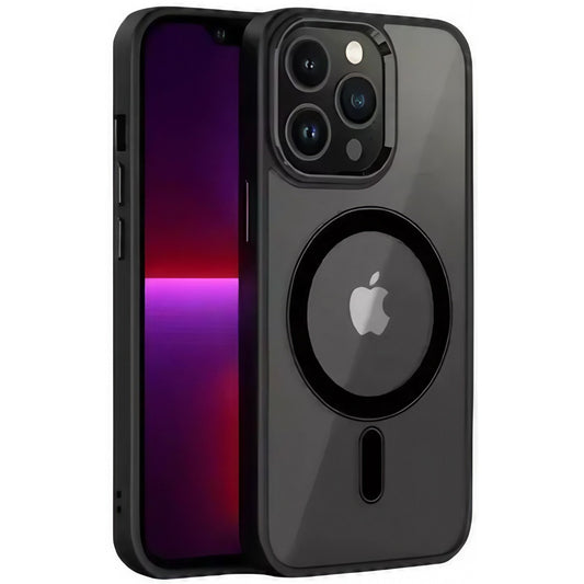 Husa de Protectie, Klevo, pentru Apple iPhone 12/12 Pro, Acoperire Totala, Magnetica, Wireless, din Acrilic Mat Colorat, Negru