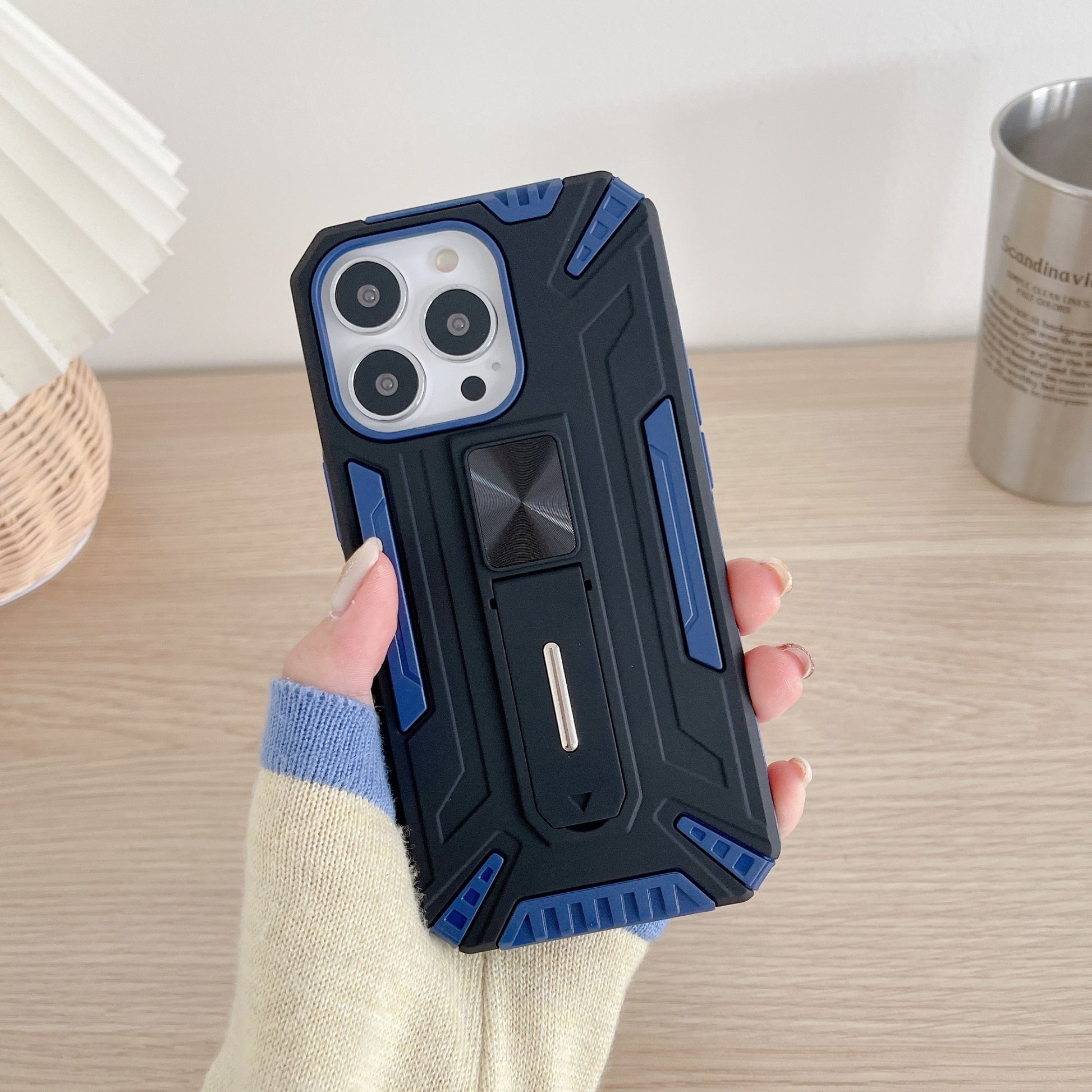 Husa de protectie Klevo pentru Apple iPhone 13 Defender Sergeant Brave cu suport,Albastru