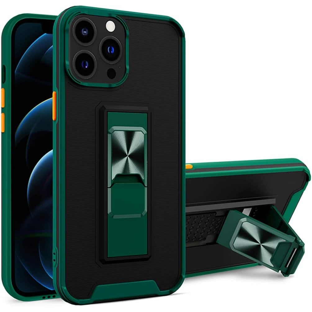 Husa Telefon, Klevo, Compatibila Apple iPhone 13 Mini, Carcasa Defender Sergeant Brave,  Magnetic, cu Suport, Verde Inchis