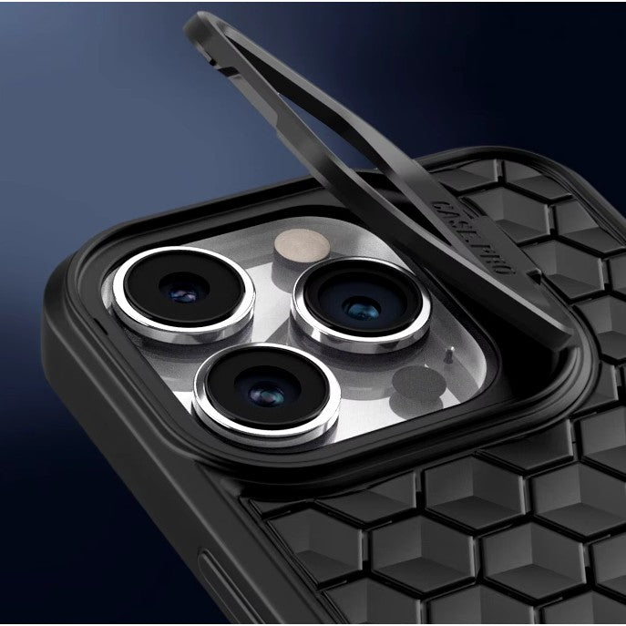 Husa de Protectie TPU, Klevo, pentru Apple iPhone 15, 3D Cube, cu Inel, Protectie Camera, Antisoc, Antizgariere, Antialunecare, Acoperire Completa, Negru