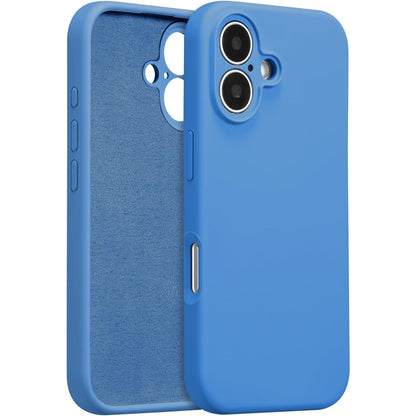 Husa de Protectie, Klevo, pentru iPhone 16, Liquid Silicone, cu Microfibra pe Interior, Protectie Antisoc, Compatibil Incarcare Wireless, Albastru