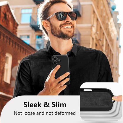Husa de Protectie, Klevo, pentru iPhone 16 Plus, Liquid Silicone, cu Microfibra pe Interior, Protectie Antisoc, Compatibil Incarcare Wireless, Negru