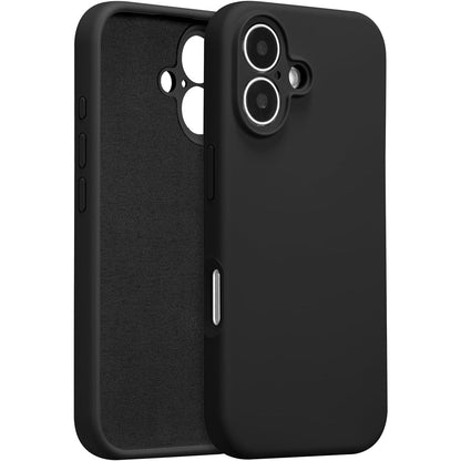 Husa de Protectie, Klevo, pentru iPhone 16 Plus, Liquid Silicone, cu Microfibra pe Interior, Protectie Antisoc, Compatibil Incarcare Wireless, Negru