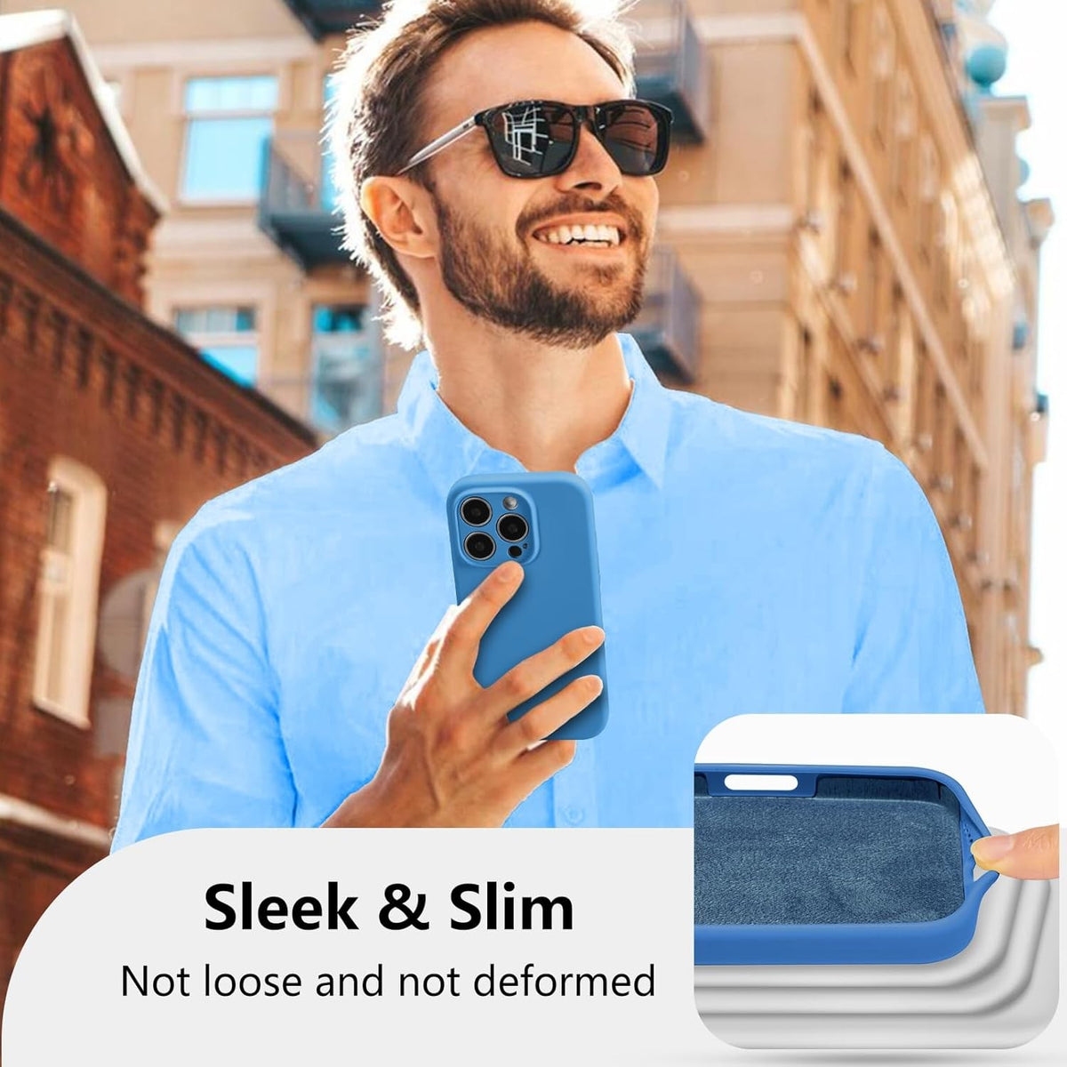 Husa de Protectie, Klevo, pentru iPhone 16 Pro, Liquid Silicone, cu Microfibra pe Interior, Protectie Antisoc, Compatibil Incarcare Wireless, Albastru