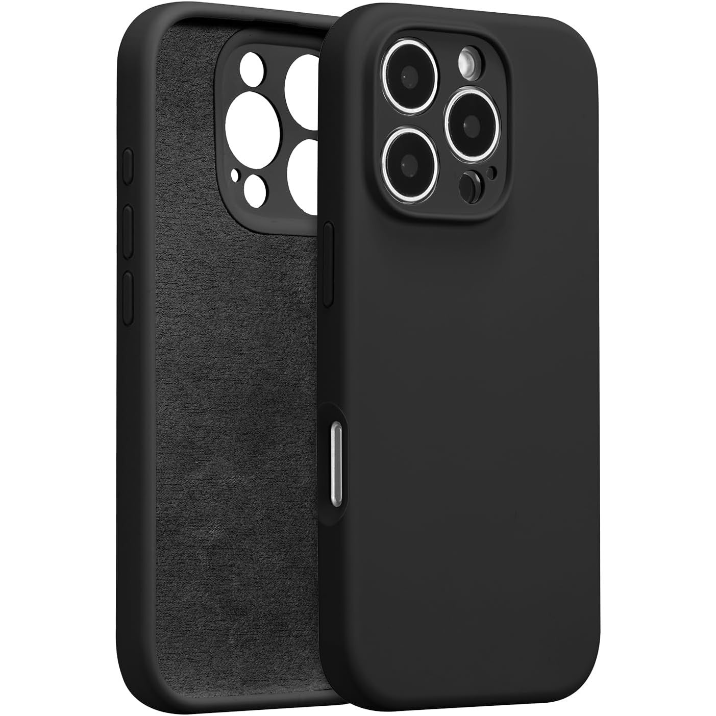 Husa de Protectie, Klevo, pentru iPhone 16 Pro Max, Liquid Silicone, cu Microfibra pe Interior, Protectie Antisoc, Compatibil Incarcare Wireless, Negru